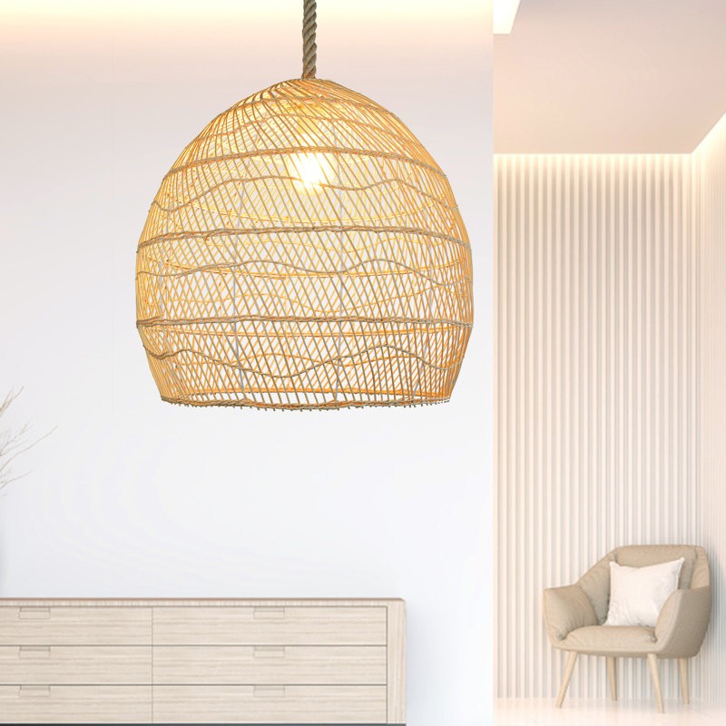 Bayou Breeze Rattan Bamboo Wicker Pendant Lights, Bamboo Lantern